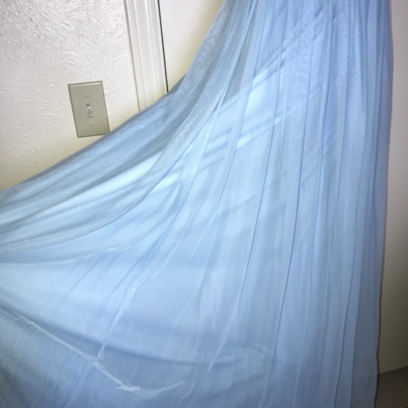 Light Blue A Line Skirt Backless Halter Top Dress - Picture 7 of 7